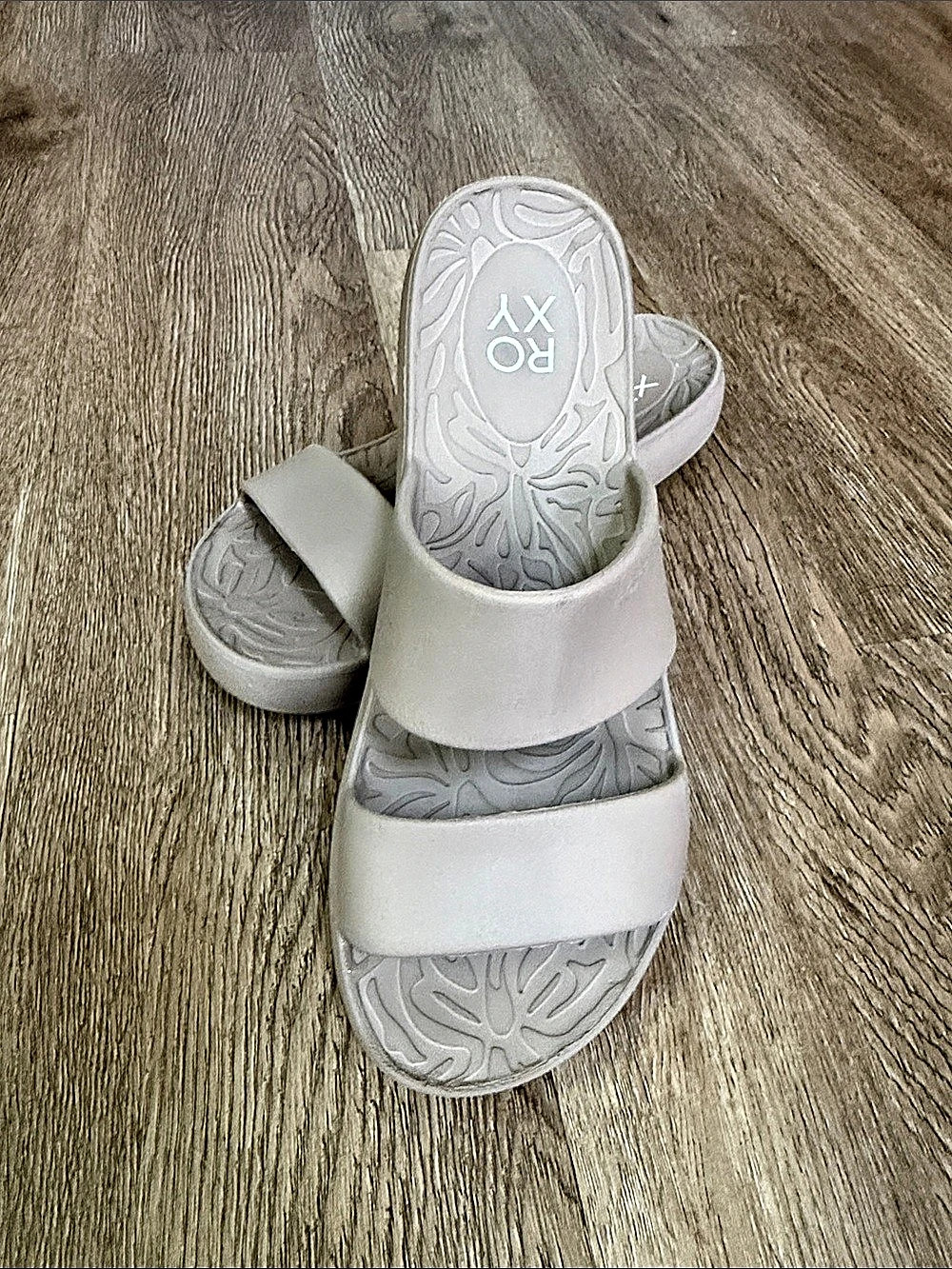 Roxy Slippy Slide Sandals Double-Band Gray US 6